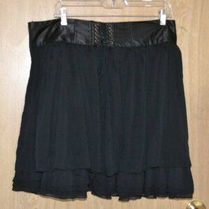 Studio Y Pirate Core Aesthetic Ren Faire Layered Lace Up Black Skirt